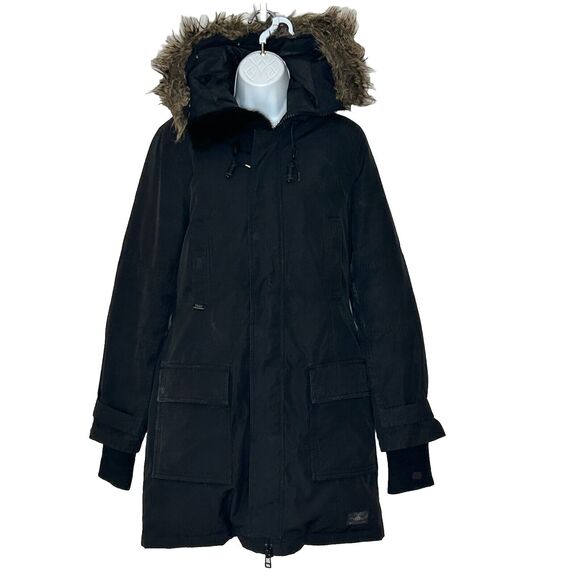 Aritzia Jackets & Blazers - Aritzia TNA Down Parka M Black Hood Fur Trim Water Repellent Slim Fit